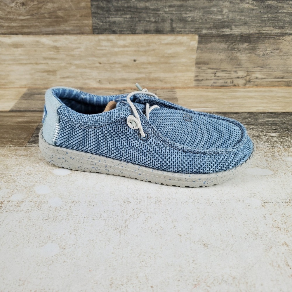 Hey Dude Wally Stretch Sox Kids Loafers Sz 13 C13 Cloud Blue Dawn Blue Round Toe